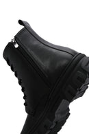Women's Black Lace-Up Zipper Detailed Combat Boots | Derimod Women's Black Lace-Up Zipper Detailed Combat Boots | Derimod