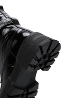 Women's Black Leather Stone Thick Soled Boots | Derimod Women's Black Leather Stone Thick Soled Boots | Derimod