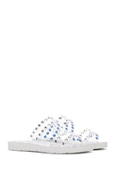 Women's Silver Transparent Stone Slippers | Derimod Women's Silver Transparent Stone Slippers | Derimod