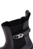 Woman Black Thick Sole Leather Chelsea Boots | Derimod Woman Black Thick Sole Leather Chelsea Boots | Derimod