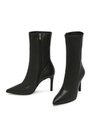 Women's Black Zippered Thin Heeled Leather Boots | Derimod Women's Black Zippered Thin Heeled Leather Boots | Derimod