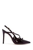 Women's Burgundy Open Back Thin Heel Patent Leather Shoes | Derimod Women's Burgundy Open Back Thin Heel Patent Leather Shoes | Derimod