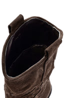 Women's Brown Suede Leather Cowboy Boots | Derimod Women's Brown Suede Leather Cowboy Boots | Derimod