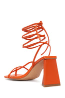 Women's Orange Lace-Up Heeled Sandals | Derimod Women's Orange Lace-Up Heeled Sandals | Derimod