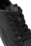 Erkek Siyah Bağcıklı Deri Sneaker | Derimod Erkek Siyah Bağcıklı Deri Sneaker | Derimod