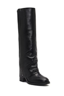 Women's Black Thick Heeled Leather Boot | Derimod Women's Black Thick Heeled Leather Boot | Derimod