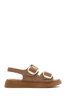Women's Powder Thick Soled Buckled Suede Leather Comfort Sandals | Derimod Women's Powder Thick Soled Buckled Suede Leather Comfort Sandals | Derimod