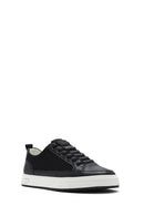 Erkek Siyah Bağcıklı Deri Sneaker | Derimod Erkek Siyah Bağcıklı Deri Sneaker | Derimod