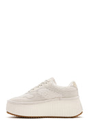 Women's Beige Lace-Up Thick-Sole Knitted Sneakers | Derimod Women's Beige Lace-Up Thick-Sole Knitted Sneakers | Derimod
