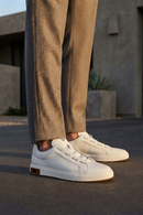 Erkek Beyaz Bağcıklı Deri Sneaker | Derimod Erkek Beyaz Bağcıklı Deri Sneaker | Derimod