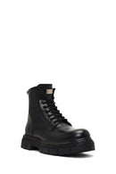 Men's Black Zippered Thick-Soled Leather Boots | Derimod Men's Black Zippered Thick-Soled Leather Boots | Derimod