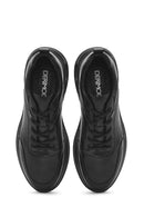 Erkek Siyah Bağcıklı Deri Sneaker | Derimod Erkek Siyah Bağcıklı Deri Sneaker | Derimod