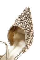 Women's Gold Ankle Buckle Braided Thin Heeled Shoes | Derimod Women's Gold Ankle Buckle Braided Thin Heeled Shoes | Derimod