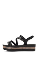 Women's Black Thick Soled Stoned Sandals | Derimod Women's Black Thick Soled Stoned Sandals | Derimod