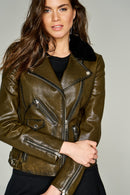 Lily Women's Leather Jacket | Derimod Lily Women's Leather Jacket | Derimod
