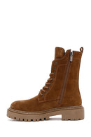 Women's Tan Suede Leather Boots | Derimod Women's Tan Suede Leather Boots | Derimod