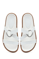 Woman White Stone Slippers | Derimod Woman White Stone Slippers | Derimod