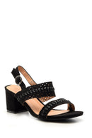 Women's Knitted Detailed Nubuck Heeled Shoes | Derimod Women's Knitted Detailed Nubuck Heeled Shoes | Derimod