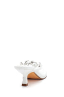 Women's White Braided Flip Flops Heeled Slippers | Derimod Women's White Braided Flip Flops Heeled Slippers | Derimod