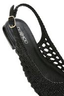 Women's Black Braided Open Back Ballerinas | Derimod Women's Black Braided Open Back Ballerinas | Derimod