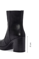 Women's Black Zippered Thick Heeled Leather Boots | Derimod Women's Black Zippered Thick Heeled Leather Boots | Derimod