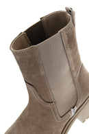Women's Beige Suede Leather Heeled Chelsea Boots | Derimod Women's Beige Suede Leather Heeled Chelsea Boots | Derimod