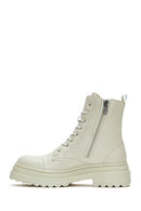 Women's Beige Zippered Boots | Derimod Women's Beige Zippered Boots | Derimod