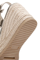 Women's Gold Ankle Strap Metallic Wedge Heel Espadrilles | Derimod Women's Gold Ankle Strap Metallic Wedge Heel Espadrilles | Derimod
