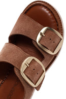 Women's Powder Thick Soled Buckled Suede Leather Comfort Sandals | Derimod Women's Powder Thick Soled Buckled Suede Leather Comfort Sandals | Derimod