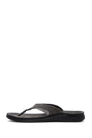 Men's Gray Flip Flop Nubuck Leather Slippers | Derimod Men's Gray Flip Flop Nubuck Leather Slippers | Derimod