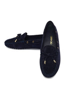 Women's Navy Blue Tassel Suede Leather Loafer | Derimod Women's Navy Blue Tassel Suede Leather Loafer | Derimod