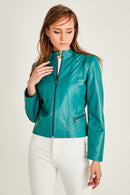 Viola Women's Leather Jacket | Derimod Viola Women's Leather Jacket | Derimod