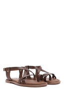 Women's Brown Flip-Flop Leather Bodrum Sandals | Derimod Women's Brown Flip-Flop Leather Bodrum Sandals | Derimod