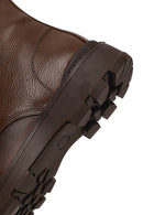 Men's Brown Lace-Up Zipper Leather Casual Boot | Derimod Men's Brown Lace-Up Zipper Leather Casual Boot | Derimod