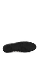 Women's Black Stone Leather Ballerinas | Derimod Women's Black Stone Leather Ballerinas | Derimod