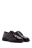Women's Burgundy Lace-Up Patent Leather Masculine Shoes | Derimod Women's Burgundy Lace-Up Patent Leather Masculine Shoes | Derimod