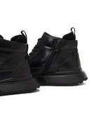 Men's Black Zippered Thick Sole Leather Sports Boot | Derimod Men's Black Zippered Thick Sole Leather Sports Boot | Derimod