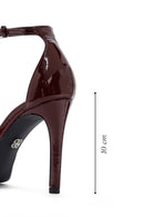 Women's Burgundy Ankle Buckle High Thin Heel Patent Leather Stiletto | Derimod Women's Burgundy Ankle Buckle High Thin Heel Patent Leather Stiletto | Derimod