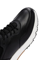 Men's Black Lace-Up Thick-Soled Leather Casual Sneakers | Derimod Men's Black Lace-Up Thick-Soled Leather Casual Sneakers | Derimod