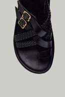 Black Men's Leather Sandals with Mesh Detail | Derimod Black Men's Leather Sandals with Mesh Detail | Derimod