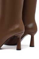 Woman Brown High Heels Leather Boot | Derimod Woman Brown High Heels Leather Boot | Derimod