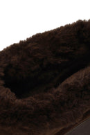 Woman Camel Thick-Soled Stone-Embellished Suede Teddy Slipper | Derimod Woman Camel Thick-Soled Stone-Embellished Suede Teddy Slipper | Derimod