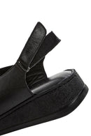Kadın Siyah Kalın Tabanlı Deri Comfort Sandalet | Derimod Kadın Siyah Kalın Tabanlı Deri Comfort Sandalet | Derimod
