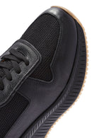 Erkek Siyah Bağcıklı Deri Sneaker | Derimod Erkek Siyah Bağcıklı Deri Sneaker | Derimod