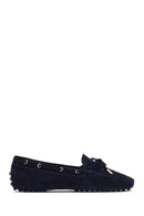 Women's Navy Blue Tassel Suede Leather Loafer | Derimod Women's Navy Blue Tassel Suede Leather Loafer | Derimod