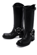 Women's Black Leather Buckle Boots | Derimod Women's Black Leather Buckle Boots | Derimod