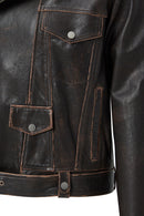 Lugano Kadın Kahverengi Vintage Biker Deri Ceket | Derimod Lugano Kadın Kahverengi Vintage Biker Deri Ceket | Derimod