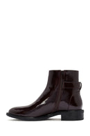 Women's Burgundy Zippered Patent Leather Boots | Derimod Women's Burgundy Zippered Patent Leather Boots | Derimod