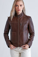 Zoey Women's Leather Jacket | Derimod Zoey Women's Leather Jacket | Derimod