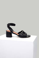Women's Heeled Leather Sandals with Metal Detail | Derimod Women's Heeled Leather Sandals with Metal Detail | Derimod